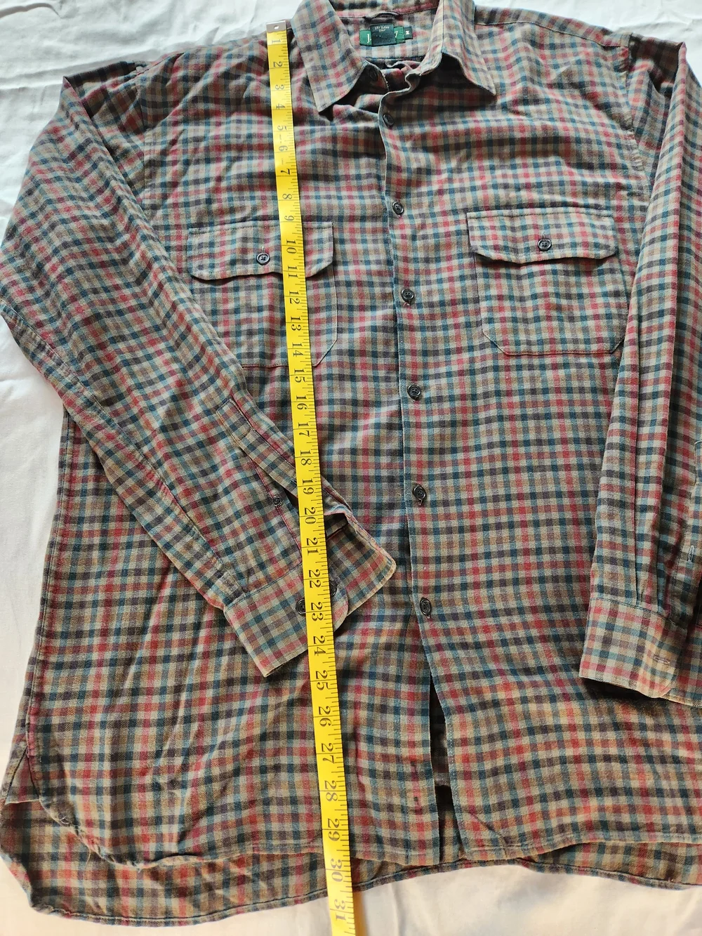J.CREW Men's Plaid Flannel Button-Up Long Sleeve Point Collar Pockets Size M